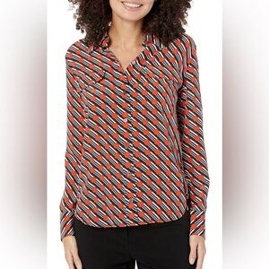 Equipment Femme NWT Slim Signature Button Down Tangerine Tango Multi Dots Small